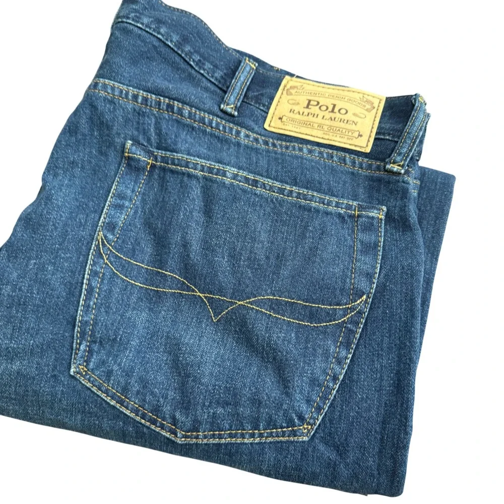 Polo Ralph Lauren Mens Classic Fit Dark Wash Indigo Straight Leg Jeans 38x32 NEW